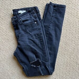 Jessica Simpson Black Grey Uptown High Rise Distressed Skinny Jean Size 27
